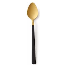 6'lı Gold Paslanmaz Çelik Çay Kaşığı Siyah Saplı Küçük Karıştırma Kaşığı Altın - Siyah