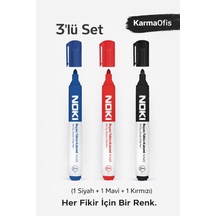 Beyaz Tahta Kalemi 3 Lü Set 1 Siyah + 1 Mavi + 1 Kırmızı Çok Renkli3