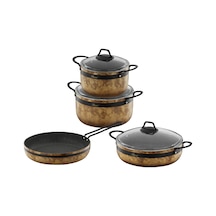 Brioni Royal Stone 7 Parça Granit Tencere Seti Siyah