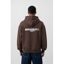 Respire Erkek Absofuckinlutely Baskılı Oversize Hoodie Kahve