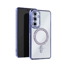Newface - 736 - Samsung Galaxy S25 Kılıf Joke Simli Magneticsafe Kılıf - Kmrsfres - - Mavi