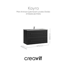 Creavit Kayra Lavabo Dolabı Çekmeceli 100cm Mat Antrasit Mat Antrasit