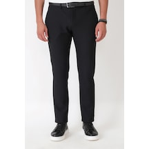 Comfort Fit Petek Dokuma Esnek Pamuklu Siyah Pantolon P 1230