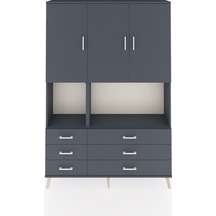 Arges Dolap 6 Raflı 6 Çekmeceli 3 Kapaklı 132x30x195 Antrasit-antrasit/antrasit Antrasıt/antrasıt
