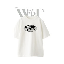 Thewert World Map Tasarım Baskılı Ünisex Beyaz Oversize T-shirt