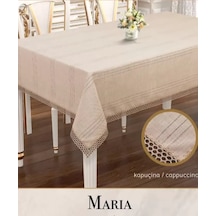 Maria Model Kapiçino 155x220 Cm Keten Masa Örtüsü Zarif Şık Ev Tekstili Karışık