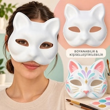 Kendin Tasarla Kişiselleştirilebilir Boyanabilir Kedi Maskesi Standart