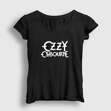Presmono Kadın Logo Ozzy Osbourne T-shirt Siyah