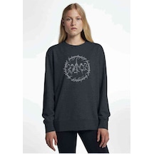 Lord Of Baskılı Füme Antrasit Kadın Sweatshirt