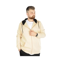 Mode Xl Erkek Sweatshirt Kapşonlu Zippered Basic 20543 Bej 001