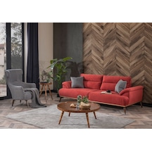 Weltew Home Milano Koltuk Takımı 3+1 Kırmızı-gri