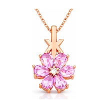 Gümüş Rose Pembe Sevgi Çiçeği Kadın Kolye Gümüş Gümüş