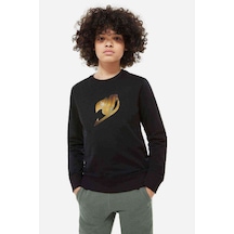 Tshirthane Anime Fairytail Logo Baskılı Unisex Çocuk Siyah Sweatshirt