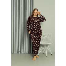 Akbeniz Welsoft Polar Kadın Büyük Beden Pijama Takımı 808041 - 4xl Bordo