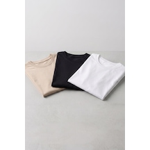 Kiagu Kız Erkek Çocuk Basic Tişört 3'lü Set Pamuklu Kısa Kollu Çocuk Tişört 2-13 Yaş T-shirt 3'lü Set7