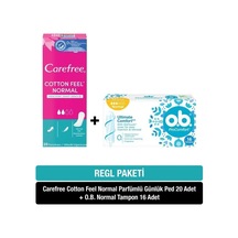 O.B. Normal Tampon 16 Adet + Carefree Cotton Feel Normal Parfümlü Günlük Ped 20 Adet