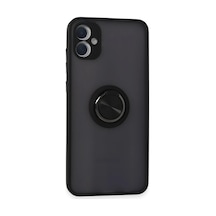 Samsung Uyumlu Galaxy A05 Uyumlu Kılıf Montreal Yüzüklü Silikon Kapak - Siyah