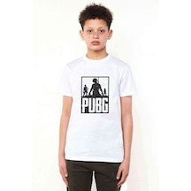Tshirthane Pubg 3 Adam Team Baskılı Unisex Çocuk Beyaz Tshirt