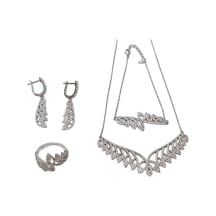 Zirkon Taşlı 925 Ayar Gümüş Rodyumlu Takı Seti 23-28 Gram 004