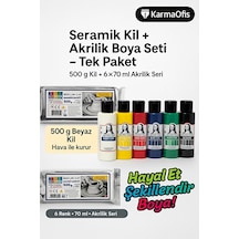 Seramik Kil 500 G + 6 70 Ml Akrilik Boya Modelleme Boyama Seti