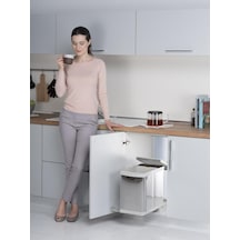 Pelikan 21100 Raylı Çöp Kovası. Paslanmaz/Gri - 20Lt Gri