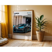 Bugatti Chiron Ahşap Çerçeveli Poster Tablo W16 Hypercar Tasarım