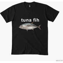 Flood Of Style Fih Komik Yazım Hatası Yapan Balık Meme T-shirt Erkekler Kadınlar Için % 100% Pamuk T Shirt Siyah