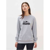 Vw Golf Gtı Baskılı Gri Kadın Sweatshirt (534814023)