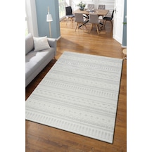 Modern Geometrik Tasarımlı Jüt Dokuma Loop Sisal Gri Renk Halı Gri