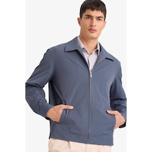 Defacto Slim Fit Dar Kesim Polo Yaka Astarlı Fermuarlı Mont F7821ax26spın269 İndigo-ın269