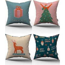 Yılbaşı Temalı 4'lü Kırlent Kılıfı Seti - 4kmbs057