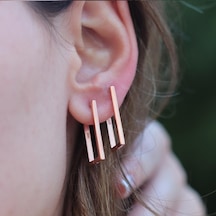 Rose Gold Kaplama Dikdörtgen Halka Gümüş Halka Küpe Gümüş
