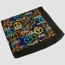 Zero Land Barış - 371 - Desenli Bandana - Ece-umay - 50x50 Siyah