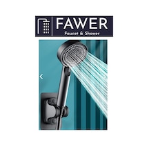 FAWER 5 Fonksiyonlu Siyah Yapışkan Mafsallı Duş Seti Duş Başlığı Siyah