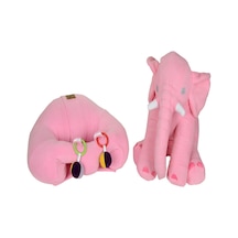 Çıngıraklı Pembe Bebek Destek Oturma Minderi Ve Pembe Uyku Fili
