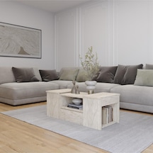 Lila Orta Sehpa 3'lü Takım Zigonlu Modern, 100 Cm, Atlantik Çam - Beyaz