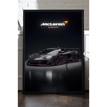 Mclaren P1 Gtr Siyah Ahşap Çerçeveli Poster, Dekoratif Araba Duvar Tablosu