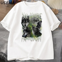 Tarzsokak Artık Mr Nice Guy Grafik T Shirt Komik Kurtlar Meme T-shirt O-boyun Yuvarlak Yaka Kısa Kollu 3041 Beyaz