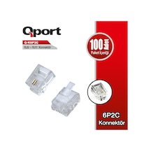 Qport Q-K6P2C Rj9-Rj11 Telefon Soketi 100 Lü Paket