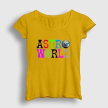 Presmono Kadın Astroworld V2 Travis Scott T-shirt Sarı