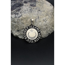 Kolye Ucu Ay Yıldızlı - Kelime-i Tevhid - Güç Kudret Allaha Aittir Yazlı 925 Ayar Gümüş 902153 Gümüş