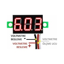 0.36 Inch Dc 4,2v-30v Dijital Voltmetre Kırmızı 3 Telli 0.36 Dc 0-30v Voltaj Besleme Güç Kaynağı