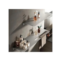 Dekoratif Paslanmaz Çelik Raf, 50cm-30cm 2 Adet Modern Banyo Havlu Askısı Gümüş