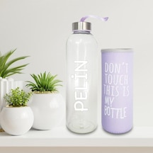 Kişiye Özel Isimli Renkli Kılıflı Cam Su Şişesi 750 Ml