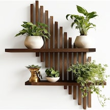 Yapışkanlı Duvar Rafı - Delme Gerektirmeyen Çıtalı Ahşap Raf - 60x30 Cm Montaja Hazır Bordo