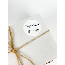 Teşekkür Ederiz Siyah Yazılı 5 Cm Yuvarlak Yapışkanlı Etiket 100 Adet