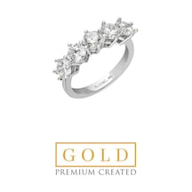 Beyaz Altın Sertifikalı Premium Created Taşlı Beştaş Yüzük Beyaz