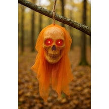 Beysüs Halloween Kuru Kafa Turuncu Duvaklı Işıklı Genel