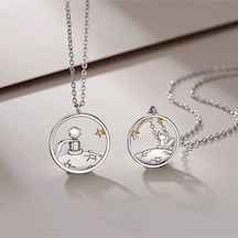 Little Prince Küçük Prens Ve Tilki Best Friends Dostluk Sembolü İkili Kolye Çelik