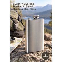 1 Adet Paslanmaz Çelik Matara 6 Oz 177 Ml Tekli Seyahat Su Şişesi, Stainless Steel Flask